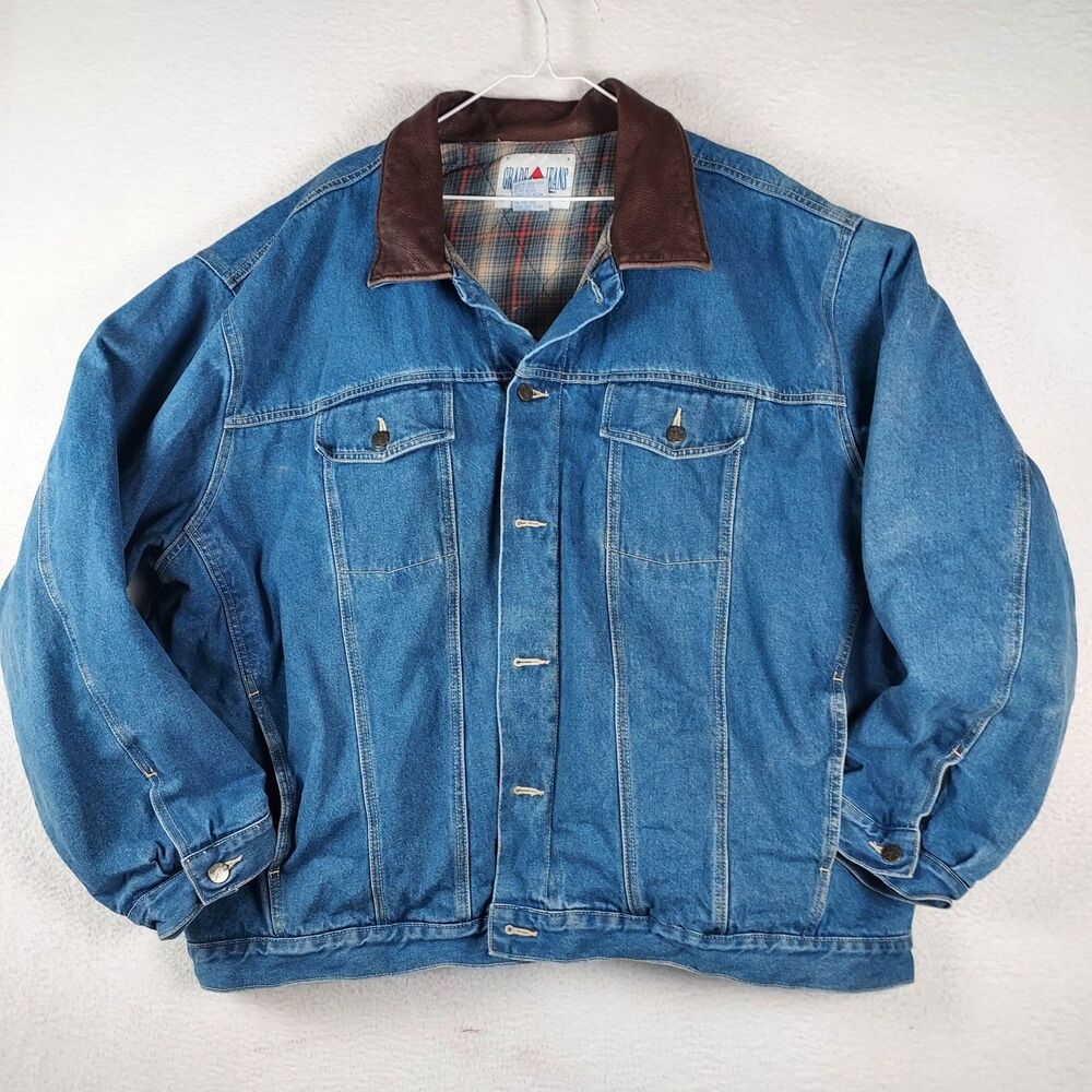 Grade A Jeans Denim Jacket Mens 4X Big Lined Plaid Workwear